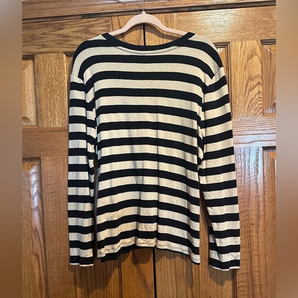 Rafealla Black and Tan Striped Long Sleeve Top with Gold Accent Buttons Size XXL - Picture 3 of 8